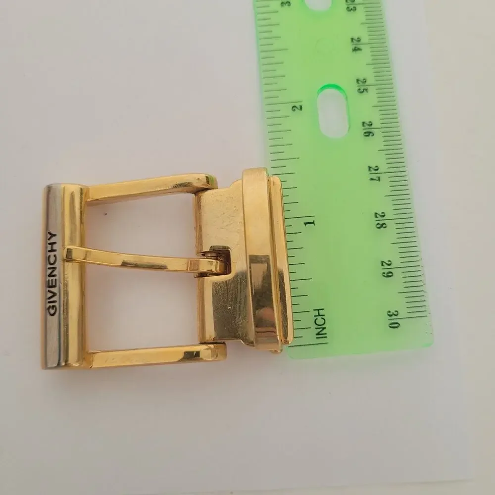 Givenchy Vintage Belt Buckle Gold Silver Tone Logo Slim 1